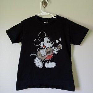 Black Disney Mickey Mouse with Guitar Child Short Sleeve T-Shirt